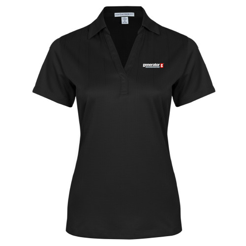  Womens Black Performance Fine Jacquard Polo - Generator Supercenter