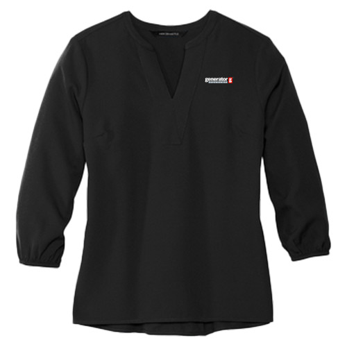  Mercer + Mettle Womens Black 3/4 Sleeve Crepe Blouse - Generator Supercenter