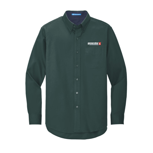  Dark Green Twill Button Down Long Sleeve - Generator Supercenter