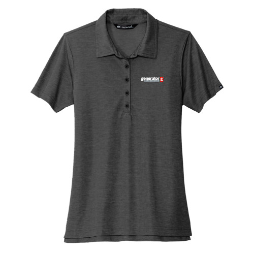  TravisMathew Womens Black Heather Oceanside Polo - Generator Supercenter
