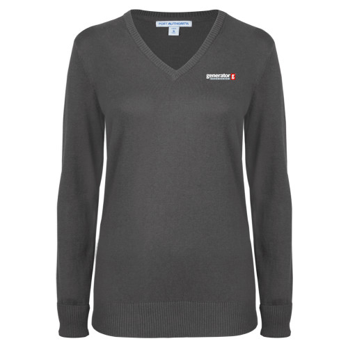  Womens Charcoal Heather VNeck Sweater  - Generator Supercenter