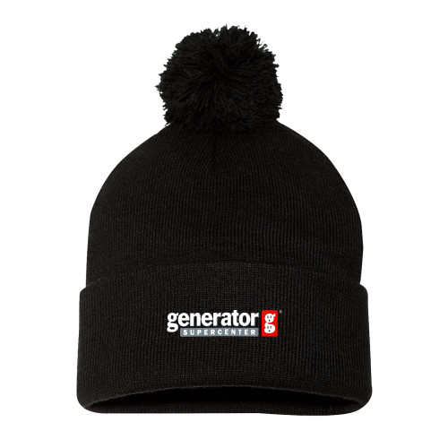  Sportsman Black Pom Pom Cuffed Beanie - Generator Supercenter