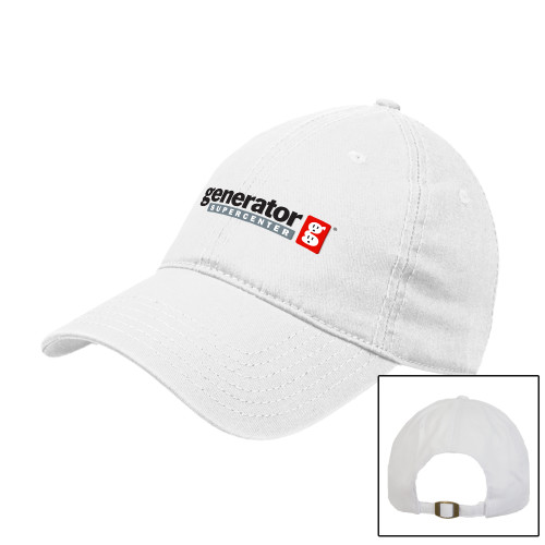  White Unstructured Adjustable Low Profile Hat - Generator Supercenter