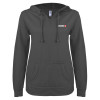 Thumbnail image for  ENZA Womens Dark Heather V Notch Raw Edge Fleece Hoodie
