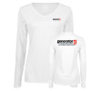 Thumbnail image for  Womens White Long Sleeve V Neck Tee 