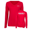 Thumbnail image for  Womens Red Long Sleeve V Neck Tee