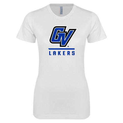  Next Level Womens White Boyfriend Tee - GV Lakers Stacked