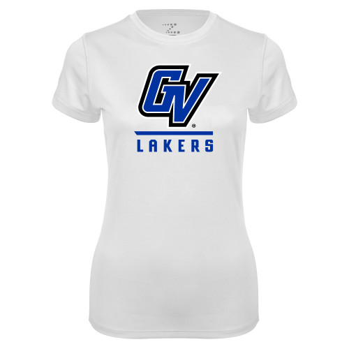  Womens White Performance Tee - GV Lakers Stacked