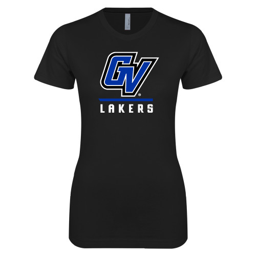  Next Level Womens Black Boyfriend Tee - GV Lakers Stacked