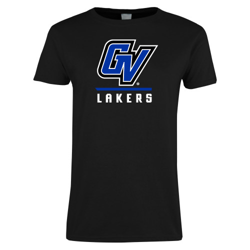  Womens Black Short Sleeve Tee - GV Lakers Stacked