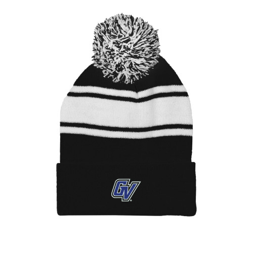 Grand Valley State Black/White Two Tone Knit Pom Beanie w/Cuff