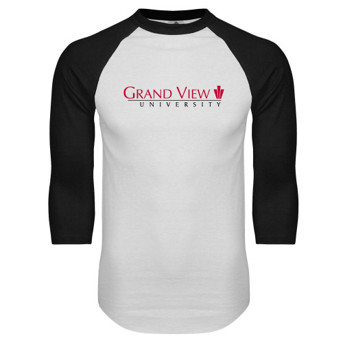  White/Black Raglan Baseball T Shirt - Grand View University