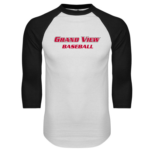  White/Black Raglan Baseball T Shirt - Baseball