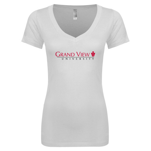  Next Level Womens White Ideal V Tee - Grand View University