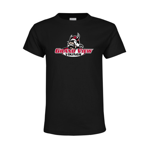  Youth Black T Shirt - Grand View Viking Head
