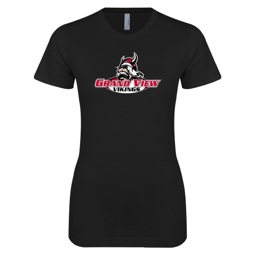  Next Level Womens Black Boyfriend Tee - Grand View Viking Head