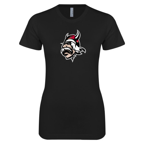  Next Level Womens Black Boyfriend Tee - Viking Head