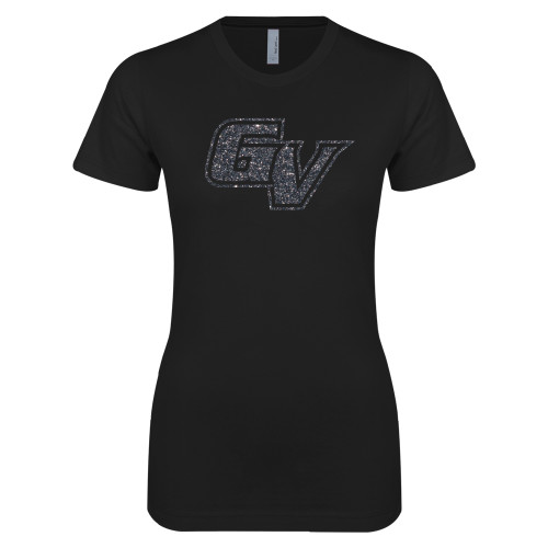  Next Level Womens Black Boyfriend Tee - F Graphite Soft Glitter