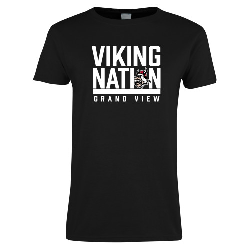  Womens Black Short Sleeve Tee - Viking Nation