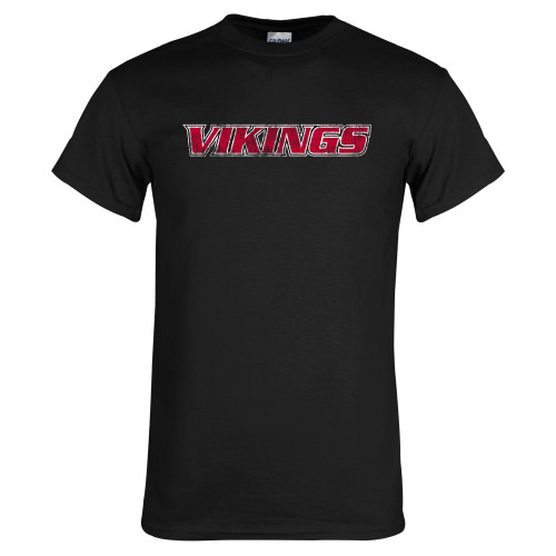  Black T Shirt - Vikings Distressed
