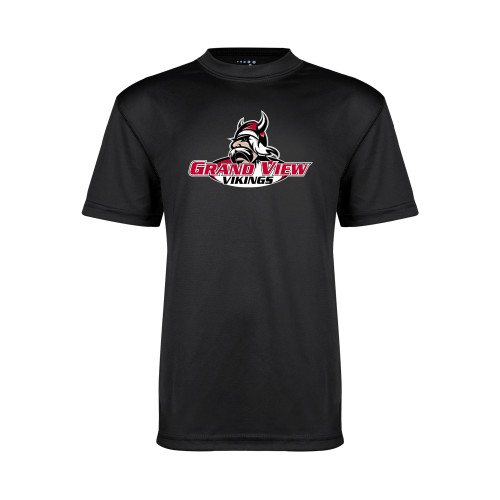  Youth Performance Black Tee - Grand View Viking Head