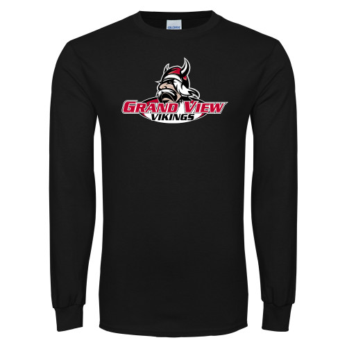  Black Long Sleeve T Shirt - Grand View Viking Head