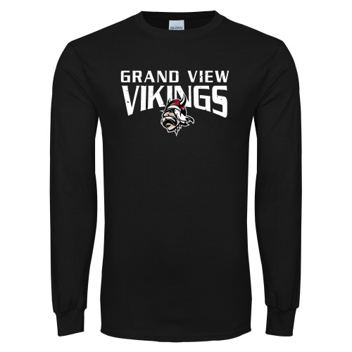  Black Long Sleeve T Shirt - Grand View Vikings Over Viking Head