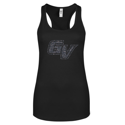  Next Level Womens Black Racerback Tank  - F Graphite Soft Glitter