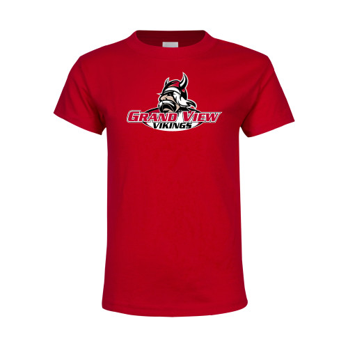 Youth Red T Shirt - Grand View Viking Head