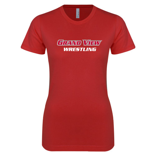  Next Level Womens Red Boyfriend Tee - Wrestling