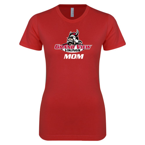  Next Level Womens Red Boyfriend Tee - Mom Athletics