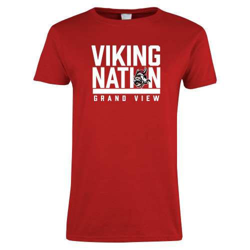  Womens Short Sleeve Red Tee - Viking Nation