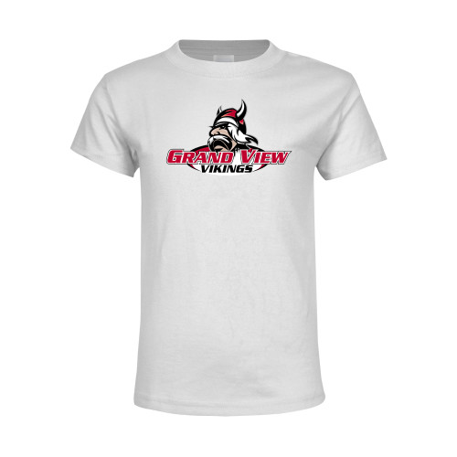  Youth White T Shirt - Grand View Viking Head