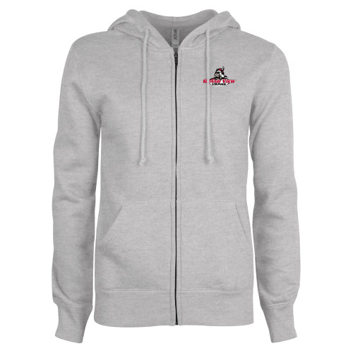  ENZA Womens Grey Fleece Full Zip Hoodie - Grand View Viking Head