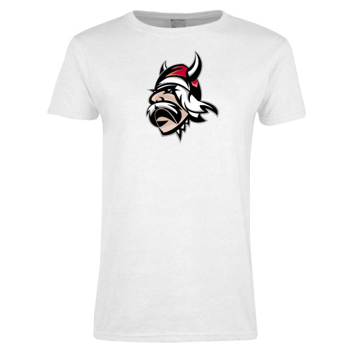  Womens White Short Sleeve Tee - Viking Head