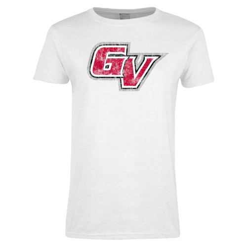  Womens White Short Sleeve Tee - GV Athletic Distressed