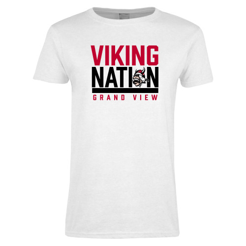  Womens White Short Sleeve Tee - Viking Nation