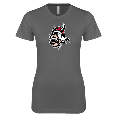  Next Level Womens Charcoal Boyfriend Tee - Viking Head