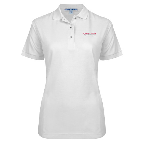  Womens Silk Touch White Pique Polo - Grand View University