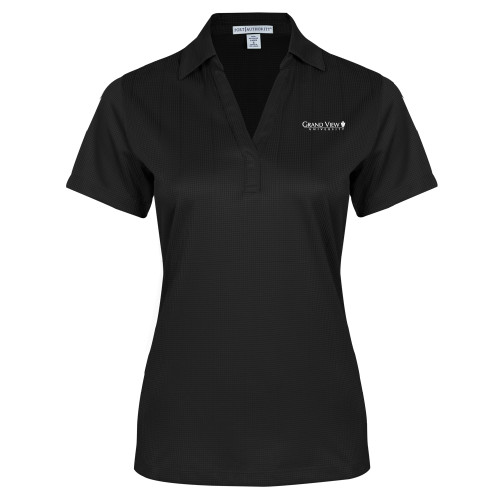  Womens Black Performance Fine Jacquard Polo - Grand View University