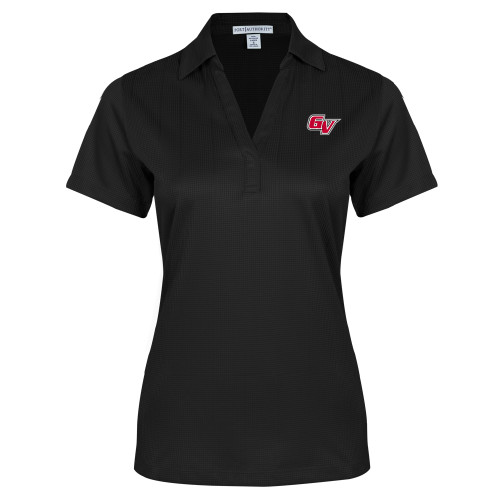 Womens Black Performance Fine Jacquard Polo - GV Athletic