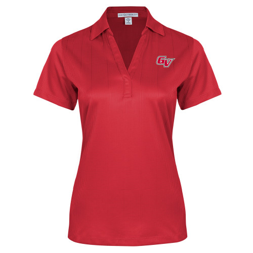  Womens Red Performance Fine Jacquard Polo - GV Athletic