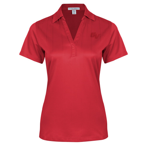  Womens Red Performance Fine Jacquard Polo - GV Athletic