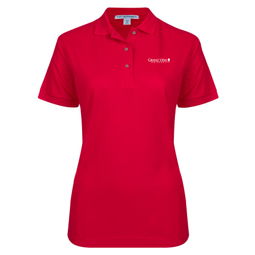  Womens Silk Touch Red Pique Polo - Grand View University