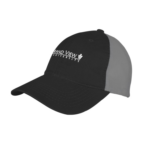  Black/Charcoal Mesh Back Unstructured Low Profile Hat - Grand View University