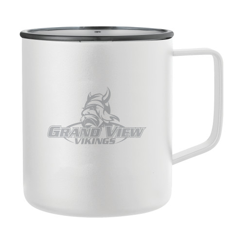  Rover Camp Vacuum Insulated White Mug 14oz - Grand View Viking Head Engraved
