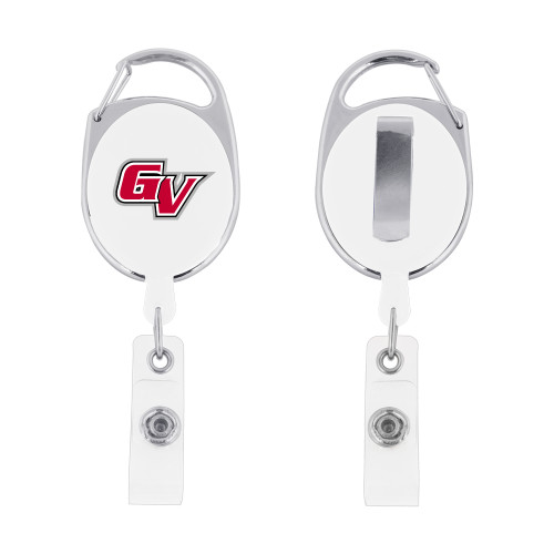  White Oval Retractable Badge Holder w/Clip - GV Athletic