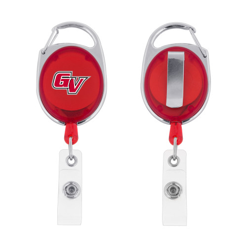  Red Oval Retractable Badge Holder w/Clip - GV Athletic