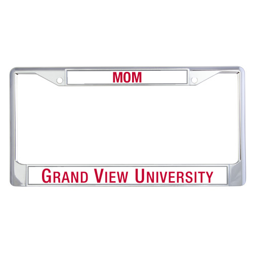 Mom Metal License Plate Frame in Chrome - Grand View Flat Wordmark