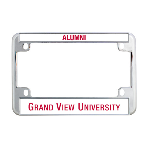  Metal Motorcycle License Plate Frame in Chrome - Grand View Flat Wordmark